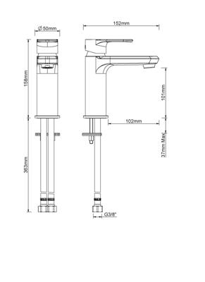 Wiesbaden Trop wastafelmengkraan mat-zwart