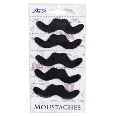 Mexicaanse snorren - 5x stuks - zwart - nepsnorren - plaksnorren - verkleden - carnaval
