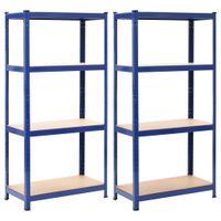 VidaXL Opbergrekken 2 st 80x40x160 cm staal en MDF blauw