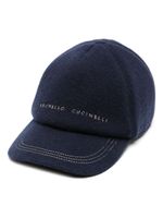 Brunello Cucinelli casquette en cachemire à logo brodé - Bleu - thumbnail