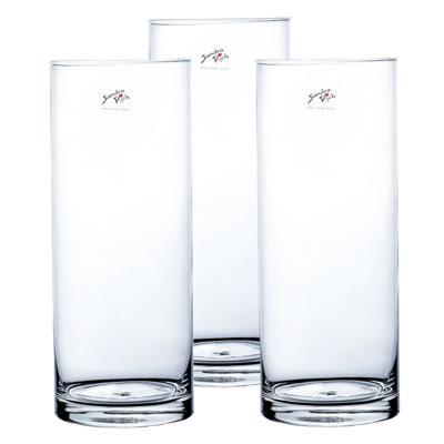 3x Cilinder bloemen vaas helder glas 12 x 30 cm