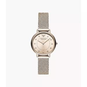 Emporio Armani roze stalen dameshorloge met twee wijzers AR11129