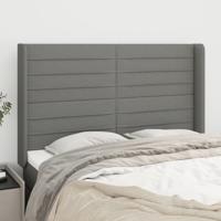 Hoofdbord met randen 147x16x118/128 cm stof donkergrijs