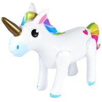 Unicorn thema opblaasbare eenhoorn - wit - 53 x 35 - Eenhoorn feest decoratie/versiering