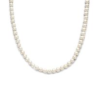 Ketting zilver-zoetwaterparel wit 8,5 mm 42 + 4 cm