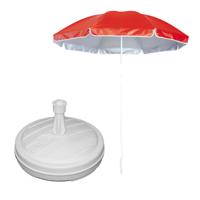 Tuin parasol - met vulbare parasolvoet in wit - doek rood - D150 cm - polyester