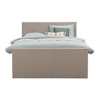 Boxspring met voetbord Liv egaal - beige - 140x200 cm - ronde poot - Leen Bakker