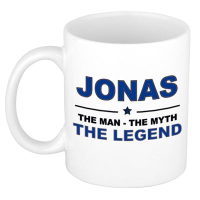 Jonas cadeau mok - man myth legend - naam koffiemok - 300 ml - collega - vaderdag