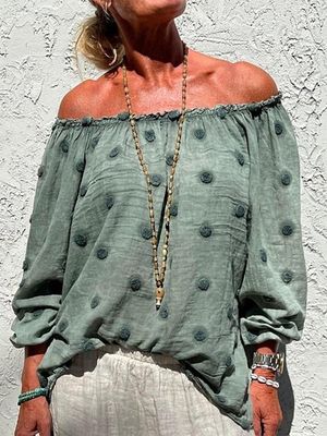 Casual Cotton Abstract Polka Dots Loose Shirt Casual Cotton Abstract Polka Dots Loose Shirt