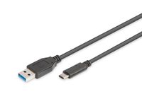 Digitus USB-kabel USB 2.0 USB-C stekker, USB-A stekker 1.00 m Zwart Afgeschermd, Afgeschermd (dubbel) AK-880903-010-S - thumbnail