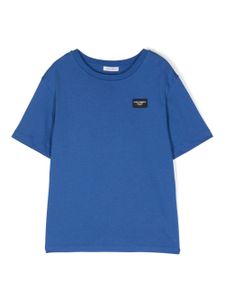 Dolce & Gabbana Kids t-shirt en coton à logo pailleté - Bleu