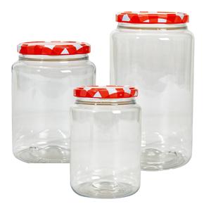 Weckpot/voorraadpotten set Classico - 9x stuks - 500/1000/1500 ml - kunststof - draaideksel - rood