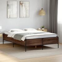 Bedframe bewerkt hout metaal bruin eikenkleur 120x200 cm