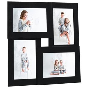 VidaXL Fotolijst voor 4x(10x15 cm) foto mdf zwart