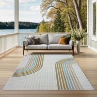 Karpet24 Mira - Modern Multi Kleuren Vloerkleed met Boogpatroon, Geschikt voor Binnen en Buiten-80 x 150 cm