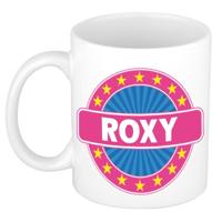 Roxy voornaam koffiemok - beker - wit/roze - 300 ml - Cadeau - Dames - Collega - Moederdag