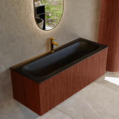 Badmeubel Mondiaz Kurve | 120 cm cm | Meubelkleur Ruby | Wastafelkleur Urban | Solid surface | Wasbak midden spoelbak | 1 kraangat