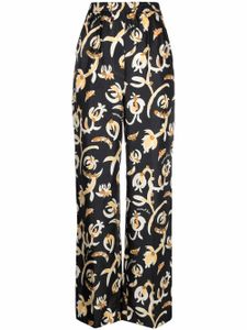 Nanushka pantalon fleuri à taille élastiquée - Noir