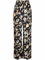 Nanushka pantalon fleuri à taille élastiquée - Noir