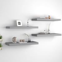 Wandschappen zwevend 4 st 60x23,5x3,8 cm MDF grijs
