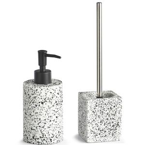 Toilet spullen set Toiletborstel met zeeppompje van polystone - Badkameraccessoireset