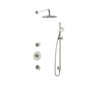 Hotbath Get together IBS2R Regendoucheset inbouw - 35cm wandarm - 25cm ronde hoofddouche - 3 standen handdouche glijstang - geborsteld nikkel IBS2RGN147