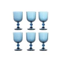 Set van bekers Home ESPRIT Blauw Kristal 260 ml (6 Stuks)
