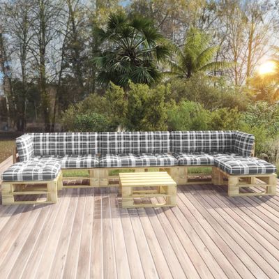 vidaXL 6-delige Loungeset pallet met kussens groen geïmpregneerd hout