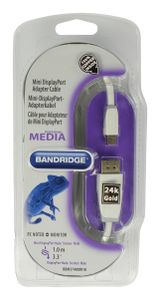 Bandridge Mini DisplayPort Kabel Mini-DisplayPort Male naar DisplayPort Male 1 m Wit | 1 stuks - BBM37400W10 BBM37400W10