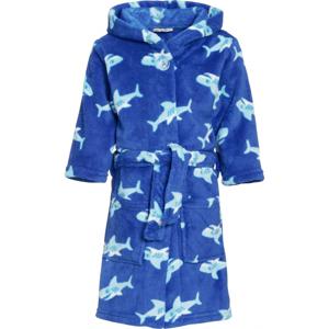 Badjas/ochtendjas met haaien print - blauw - voor jongens - polyester badstof - met capuchon