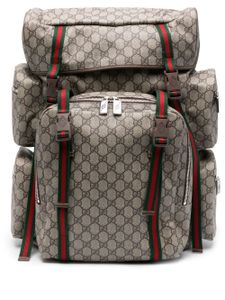 Gucci GG Supreme leather-trim backpack - Tons neutres