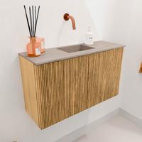 Toiletmeubel Mondiaz Joya Dlux | 70 cm | Meubelkleur Oak | Faye wastafel Saba Wasbak Midden | Zonder kraangat(en) Toiletmeubel Mondiaz Joya Dlux | 70 cm | Meubelkleur Oak | Faye wastafel Saba Wasbak Midden | Zonder kraangat(en)