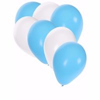 Oktoberfest/beieren thema kleuren ballonnen 60x stuks blauw/wit - thumbnail