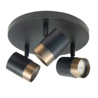 Highlight SpotSavona zwart met koper brons 3-lichts rond - S7472.32