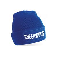 Sneeuwpop muts - unisex - one size - blauw - apres-ski muts - thumbnail
