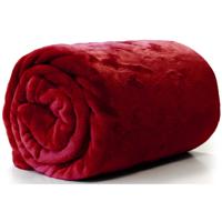 Unique Living Plaid - fleece deken - fluweel rood - polyester - 130 x 180 cm