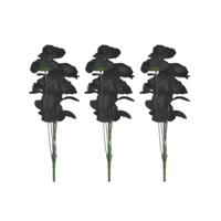 Bosje met 6 zwarte rozen - 3x - halloween decoratie - 37 cm - Heksen - Verkleedaccessoires
