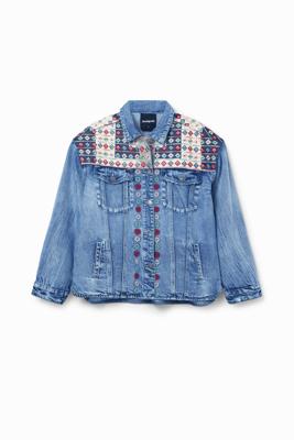Denim truckerjack met borduursels - BLUE - L