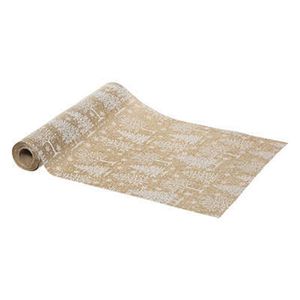 Kerst thema diner tafelloper - 2x stuks - beige/wit - 28 x 300 cm