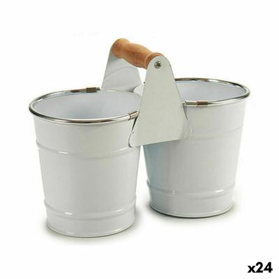 Dubbel Wit Zilverkleurig Hout Zink 20 x 15 x 10,2 cm (24 Stuks)