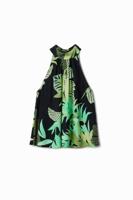 Blouse met tropische bladeren - BLACK - M