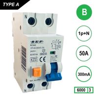 SEP Aardlekautomaat 50A B Kar 300mA 2 polig 36mm RCM2 Kema Keur 230V automaat en aardlek in een