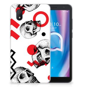 Silicone Back Case Alcatel 1B (2020) Skull Red