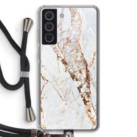 Goud marmer: Samsung Galaxy S21 FE Transparant Hoesje met koord