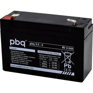 PBQ PB-4-3,5 Loodaccu 4 V 3.5 Ah Loodvlies (AGM) (b x h x d) 91 x 64 x 35 mm Kabelschoen 4.8 mm Onderhoudsvrij, Geringe zelfontlading