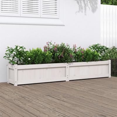 VidaXL Plantenbak 180x31x31 cm massief grenenhout wit