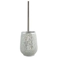 MSV Toilet|wc-borstel houder Scarlett - kunststeen - zilver - 36 cm