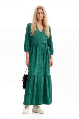 Lange jurk met textuur - GREEN - XL