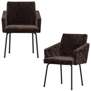 WOOOD Mount Eetkamerstoelen - Polyester - Donkerbruin - Set van 2