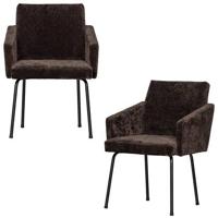 WOOOD Mount Eetkamerstoelen - Polyester - Donkerbruin - Set van 2 - thumbnail